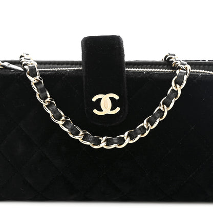 Chanel Velvet Quilted Small Clutch With Chain  Black 9 of 12