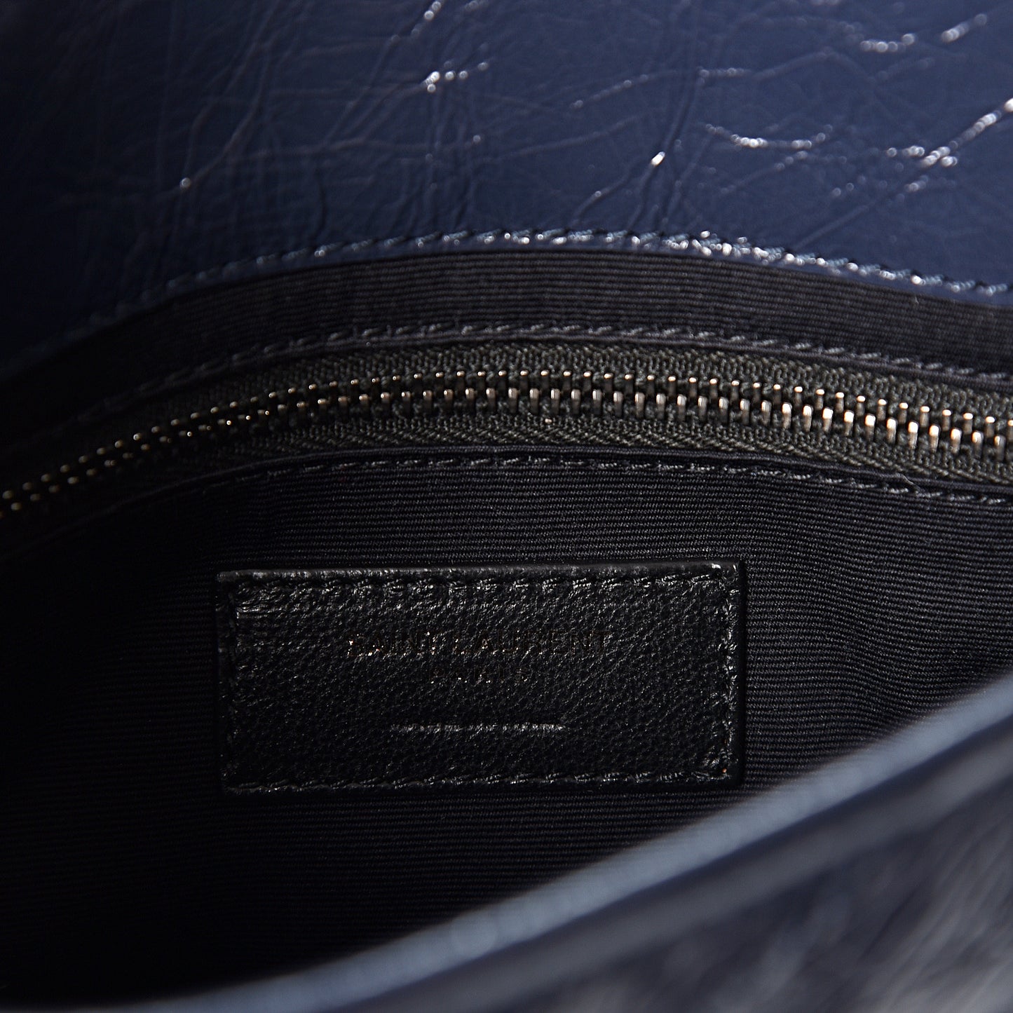 Crinkled Calfskin Matelasse Monogram Niki Chain Wallet Deep Marine