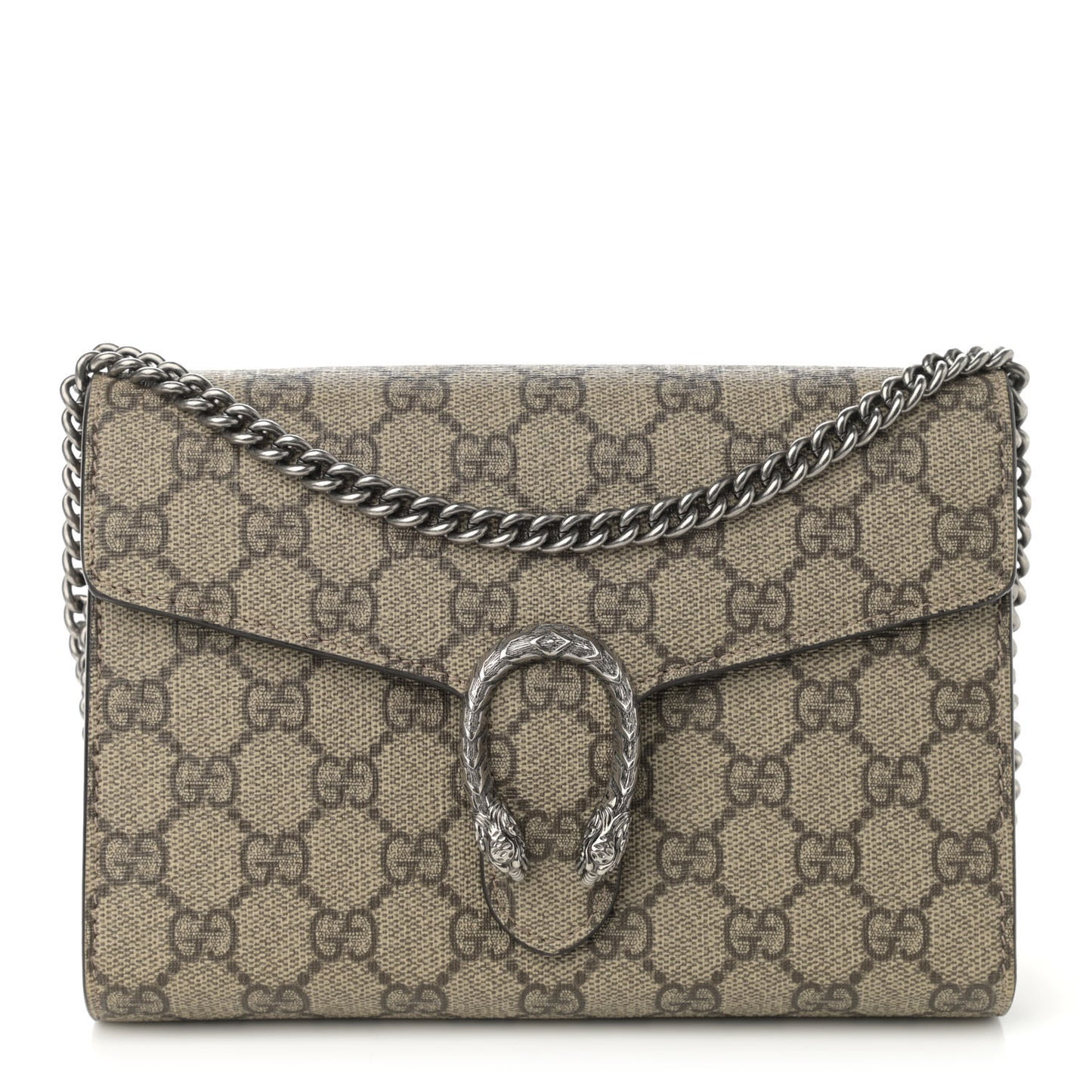 GG Supreme Monogram Mini Dionysus Chain Wallet Beige Taupe