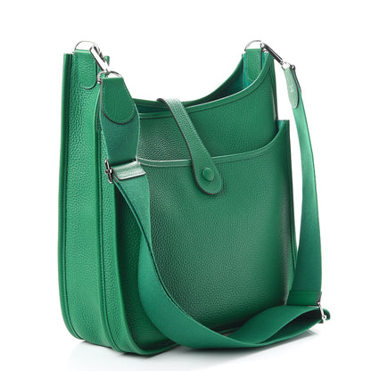 Hermes Taurillon Clemence Evelyne III GM Vert Vertigo 3 of 8