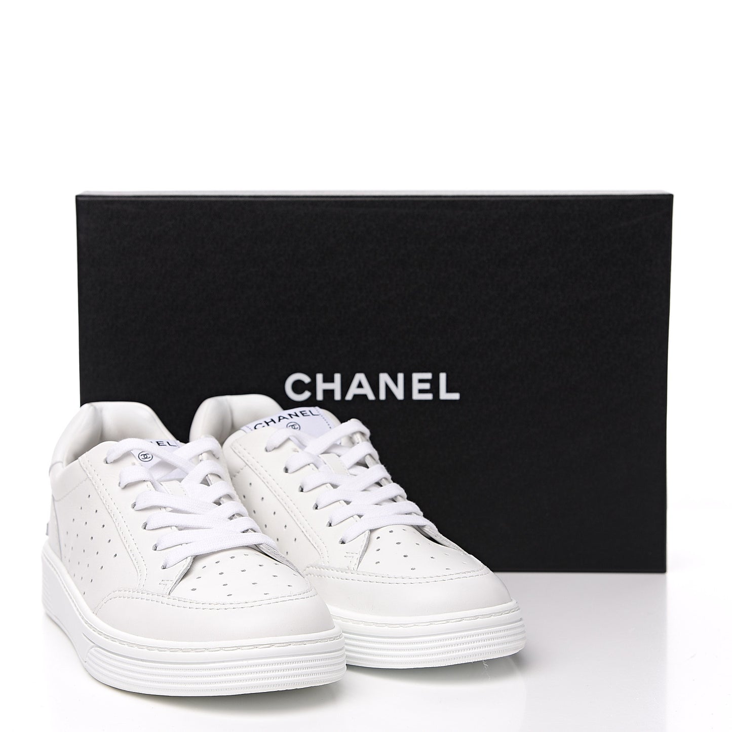 Calfskin Womens Logo Sneakers 40.5 White