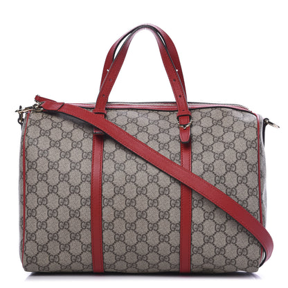 Gucci GG Supreme Monogram Calfskin Medium Nice Boston Beige Ebony Hibiscus Red 1 of 11