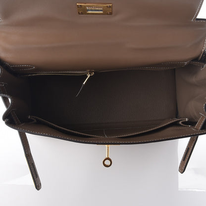 Hermes Tadelakt Kelly Retourne 28 Etoupe 7 of 36