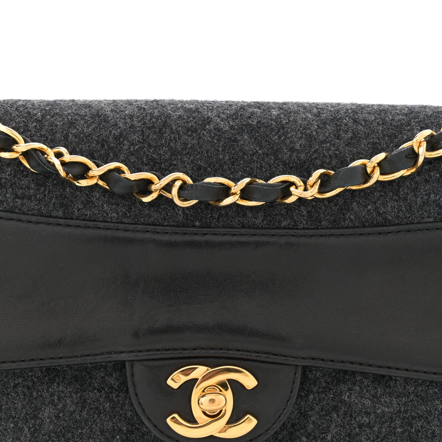 Chanel Lambskin Felt Quilted Small Single Flap With Pouch Grey Black 9 of 13