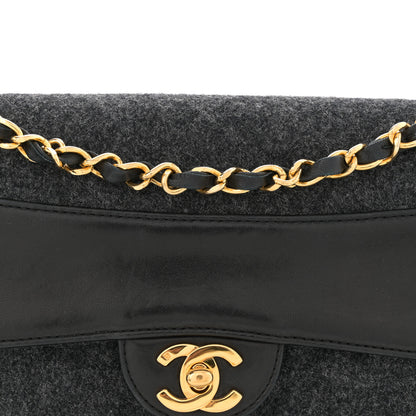 Chanel Lambskin Felt Quilted Small Single Flap With Pouch Grey Black 9 of 13