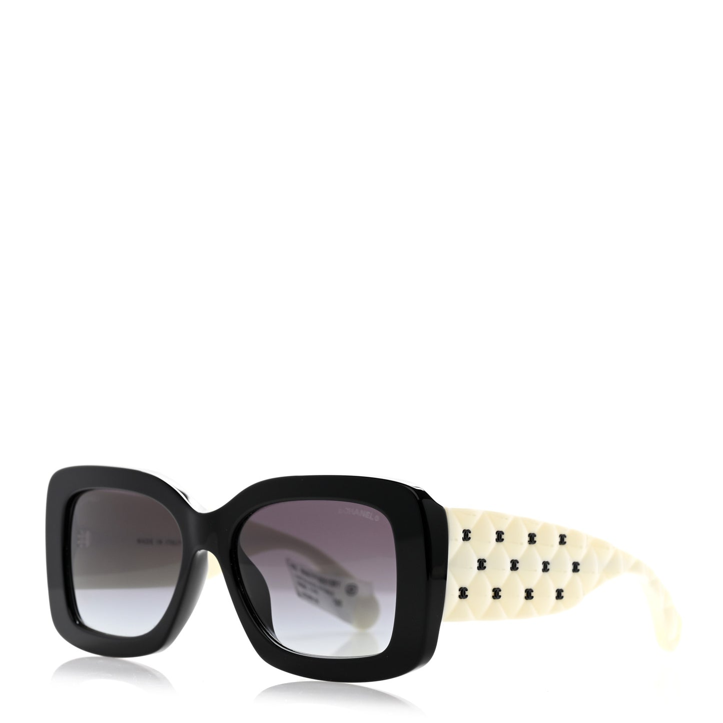 Acetate Quilted CC Rectangle Sunglasses 5483-A White Black