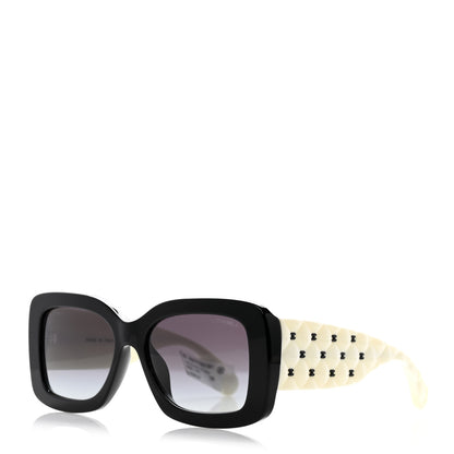 Chanel Acetate Quilted CC Rectangle Sunglasses 5483-A White Black 1 of 8