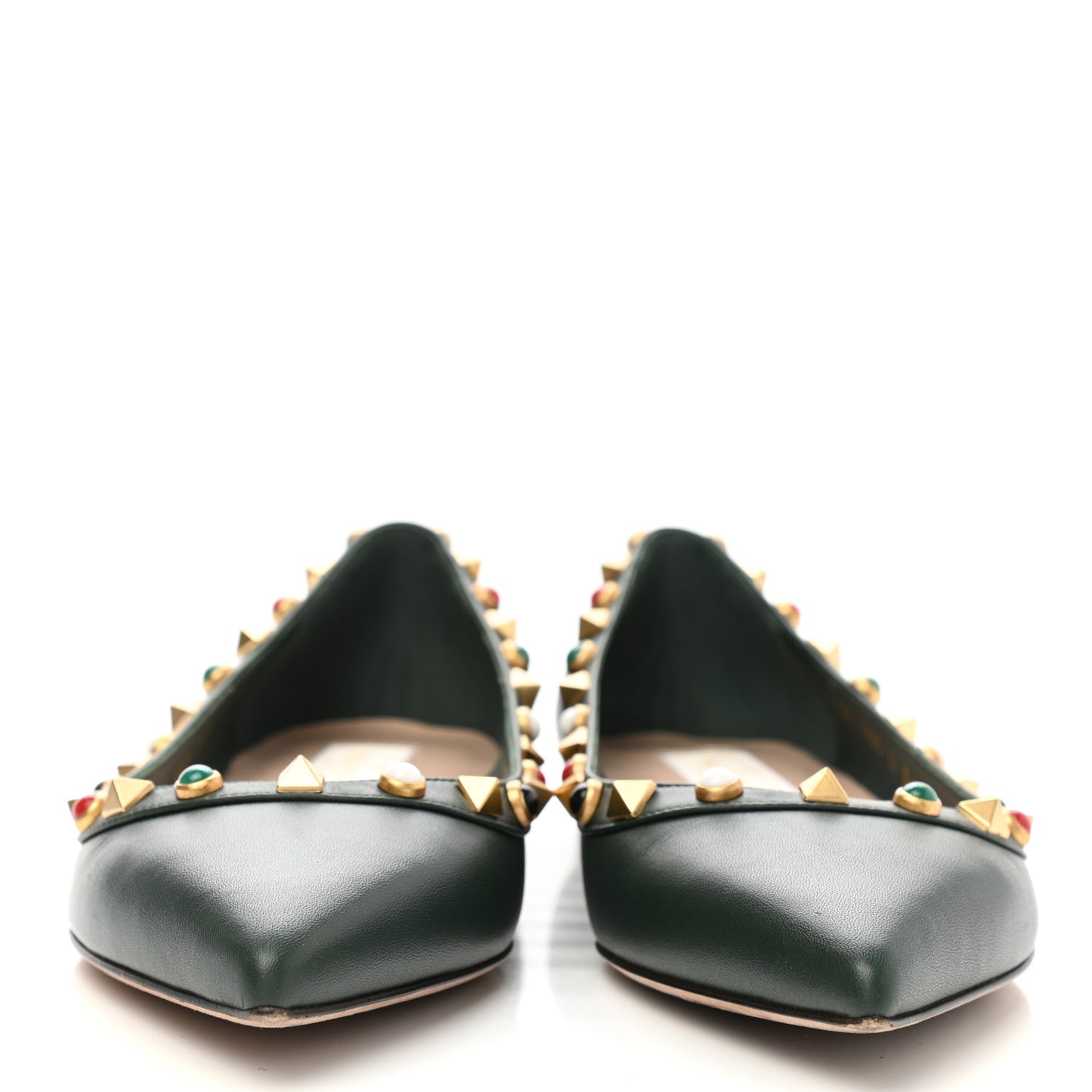 Nappa Rockstud Rolling Ballerina Flats 36 Black