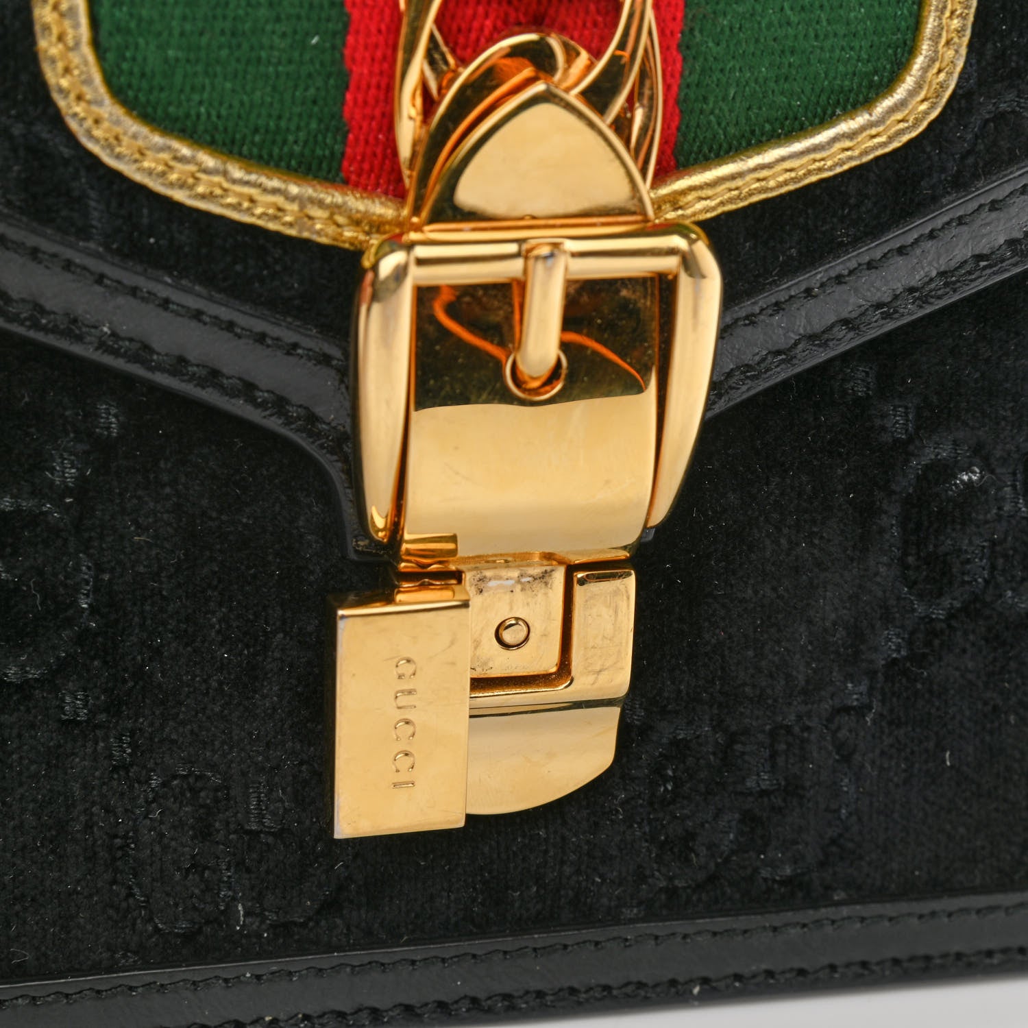 Gucci Velvet GG Monogram Mini Sylvie Top Handle Bag Black 12 of 12