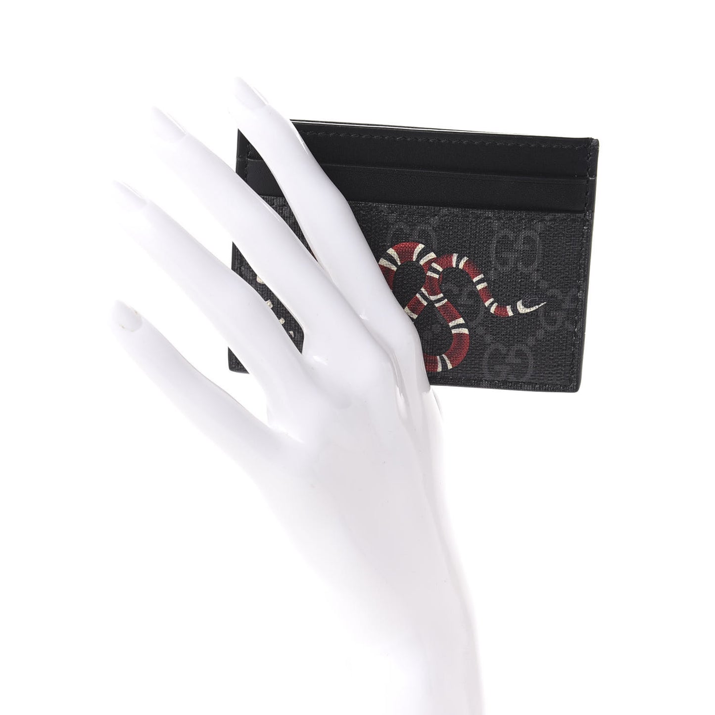 GG Supreme Monogram Kingsnake Card Holder Black Grey