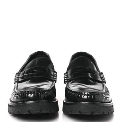 Saint Laurent Glazed Calfskin Chunky Le Loafer Penny Slippers 37 Black 3 of 9