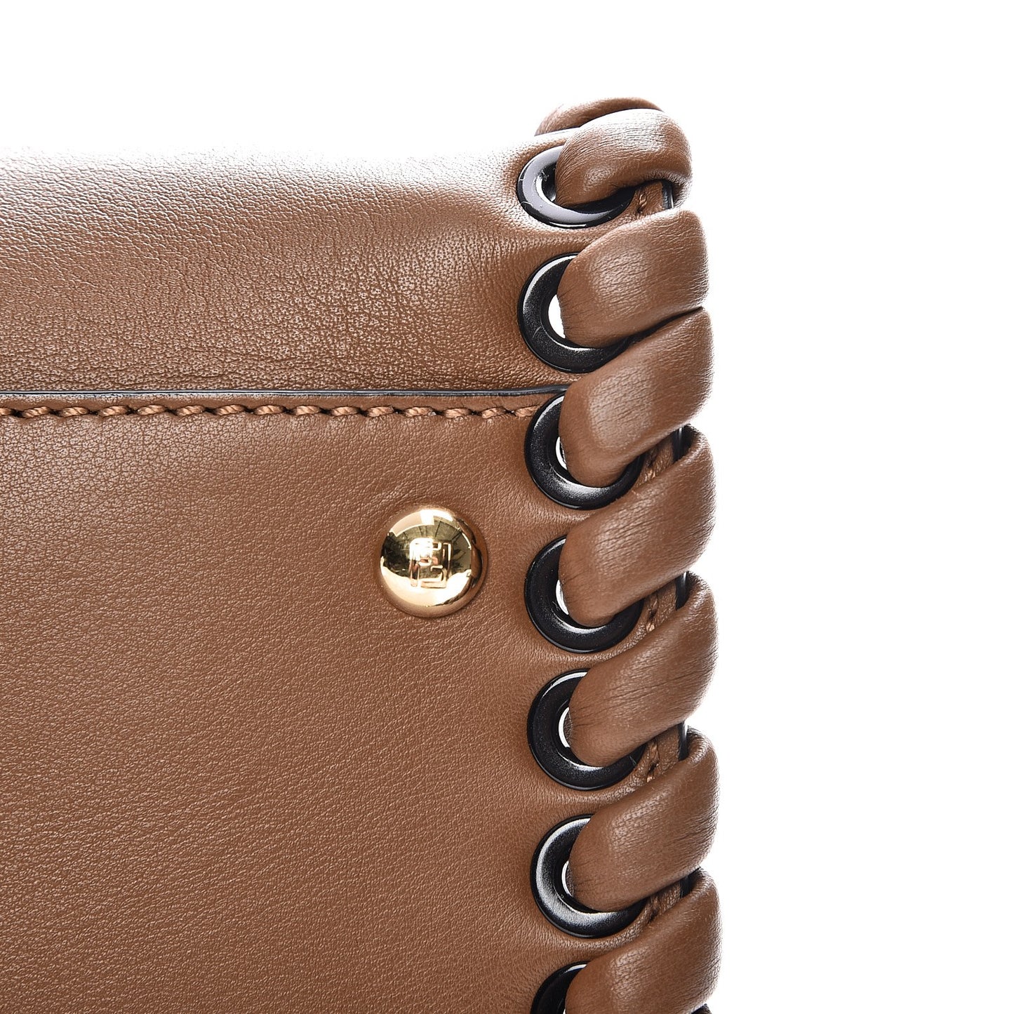 Calfskin Lace Up Large Peekaboo Iconic Satchel Cognac