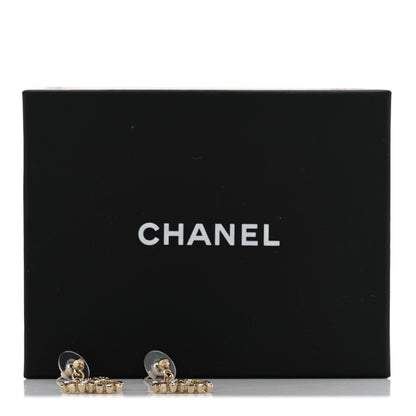Chanel Crystal CC Drop Earrings Pink Grey Gold 5 of 5
