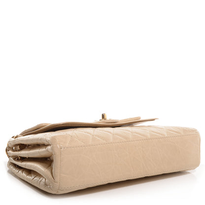 Chanel Aged Calfskin Quilted Accordion Double Flap Beige 4 of 8