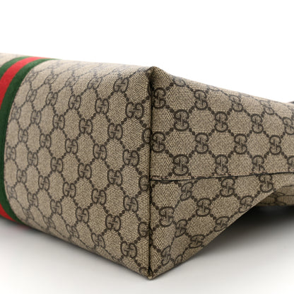 Gucci GG Supreme Monogram Textured Calfskin Web Medium Ophidia Shopping Tote Beige Ebony New Acero 10 of 14