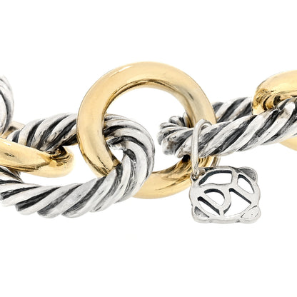 David Yurman Sterling Silver 18K Yellow Gold 12mm Medium Oval Link Bracelet 3 of 3