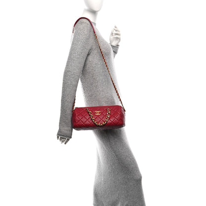 Chanel Shiny Lambskin Quilted Fashion Therapy Bowling Bag Red 2 of 10