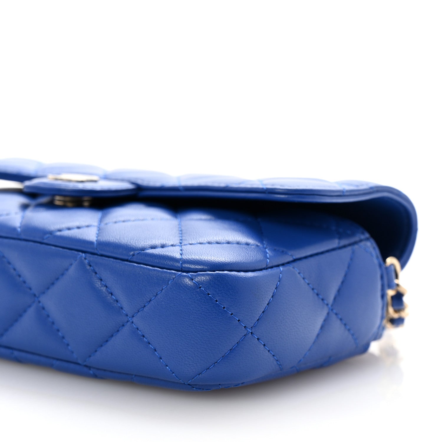 Chanel Lambskin Quilted Flap Phone Holder With Chain Blue 11 of 12