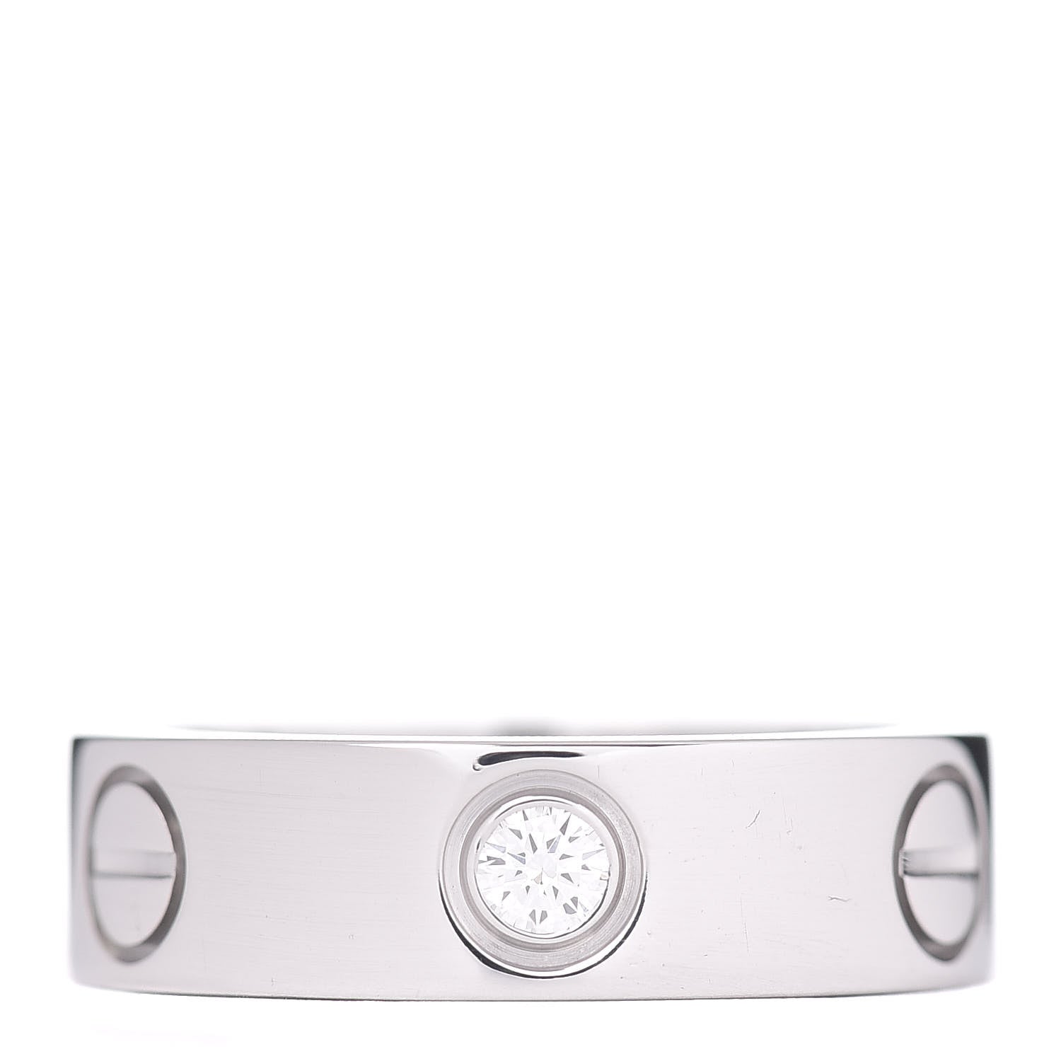 Cartier 18K White Gold 3 Diamond 5.5mm LOVE Ring 51 5.75 1 of 4