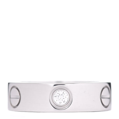 Cartier 18K White Gold 3 Diamond 5.5mm LOVE Ring 51 5.75 1 of 4