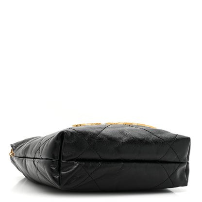 Chanel Shiny Crumpled Calfskin Quilted Pearl Mini Chanel 22 Black 4 of 10