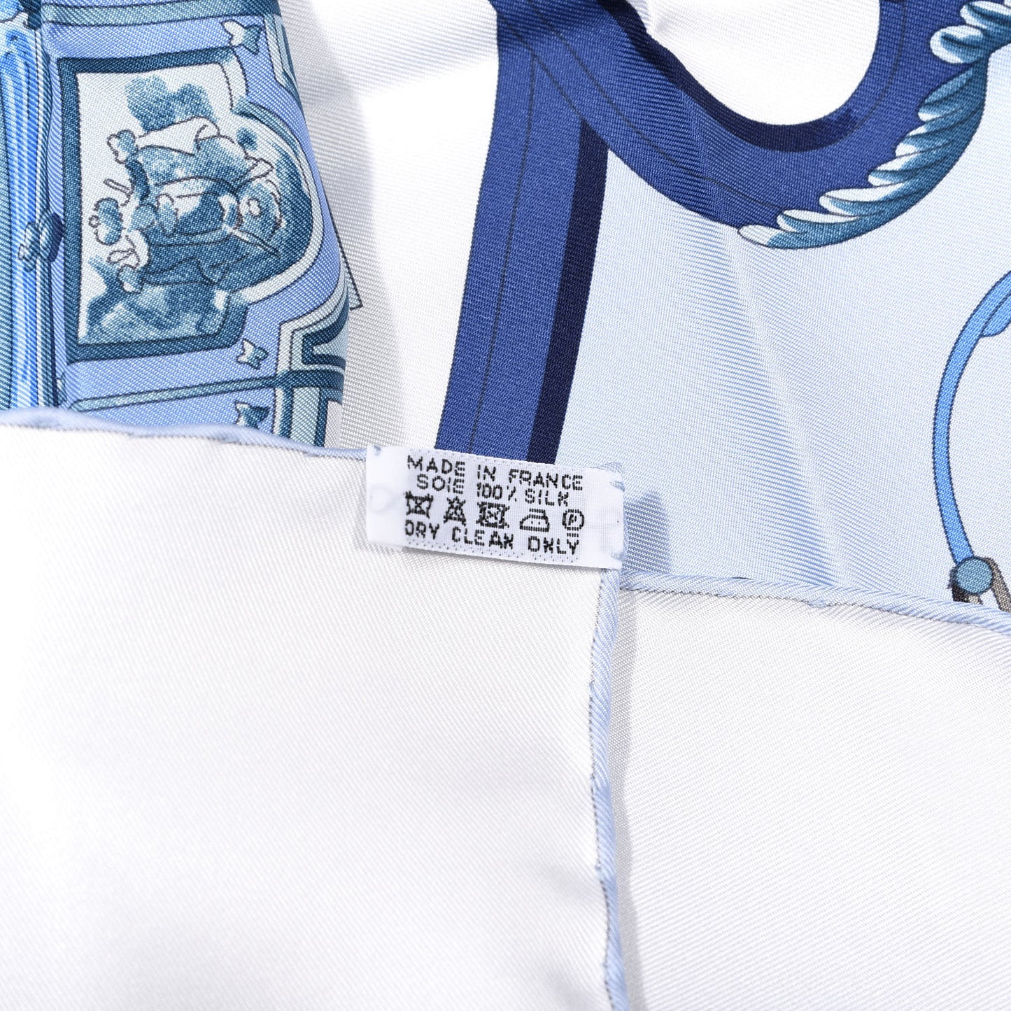 Silk Springs Scarf 90 White Ciel Marine Clair