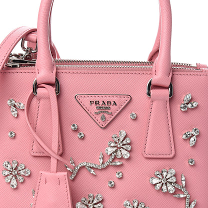 Prada Saffiano Lux Crystal Micro Galleria Double Zip Tote Petalo 9 of 9