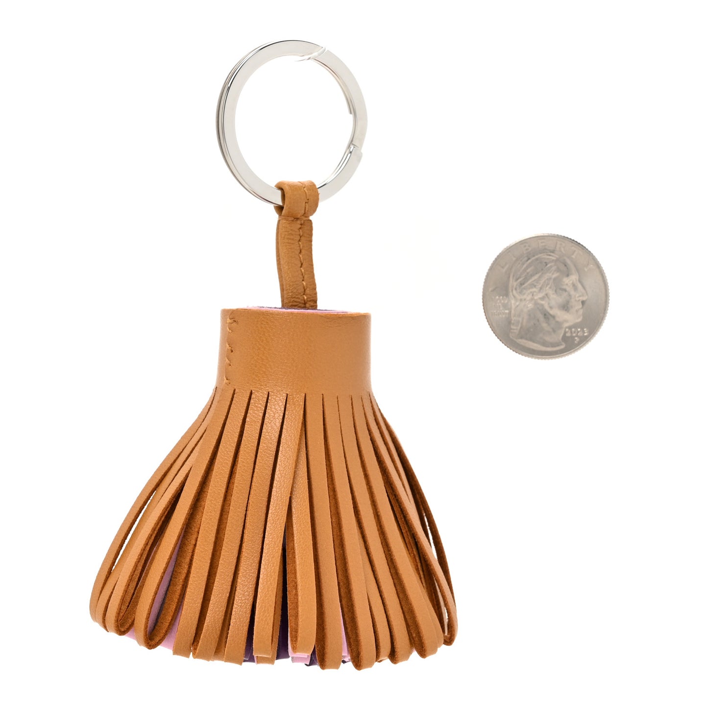 Lambskin Tri-Color Carmen Tassel Key Holder Sesame Mauve Sylvestre