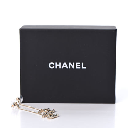 Chanel Crystal CC Drop Earrings Pink Grey Gold 4 of 4