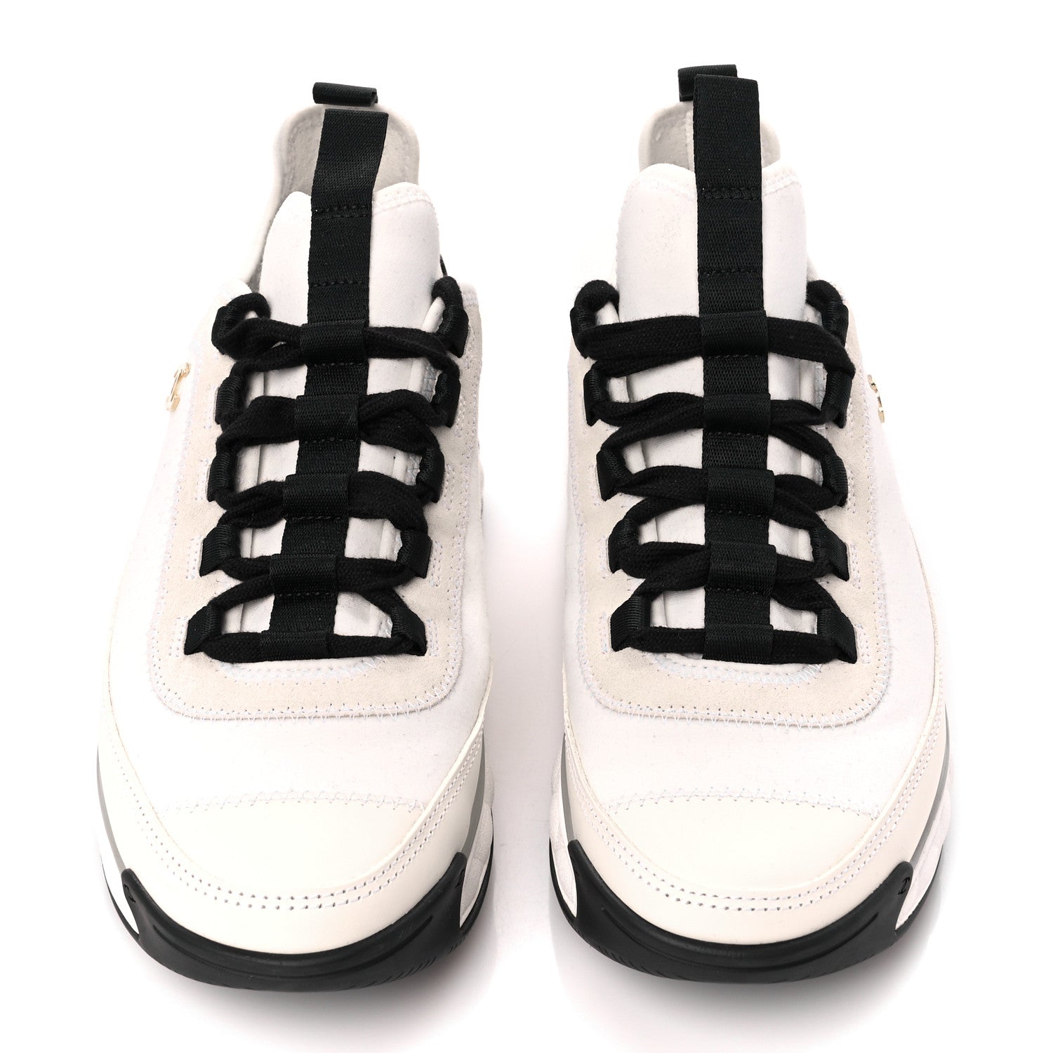Chanel Velvet Calfskin Mixed Fibers CC Sneakers 39 Ivory Black 2 of 9