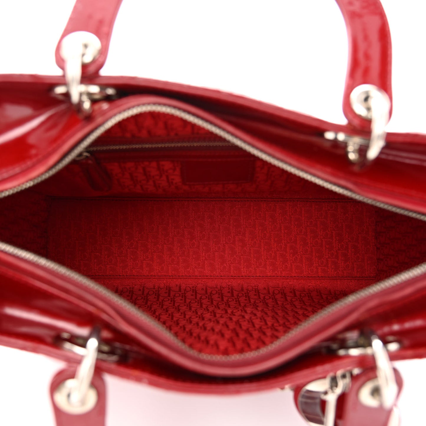Patent Cannage Large Lady Dior Red