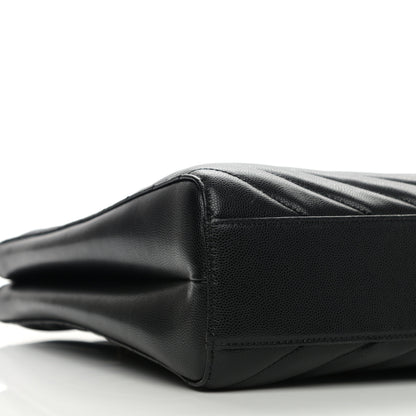 Saint Laurent Grain De Poudre Matelasse Chevron Medium Tribeca Shopping Bag Black 10 of 11