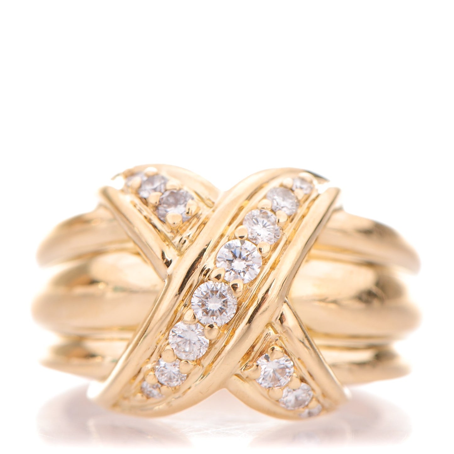 18K Yellow Gold Diamond Schlumberger Ring 51.5 6