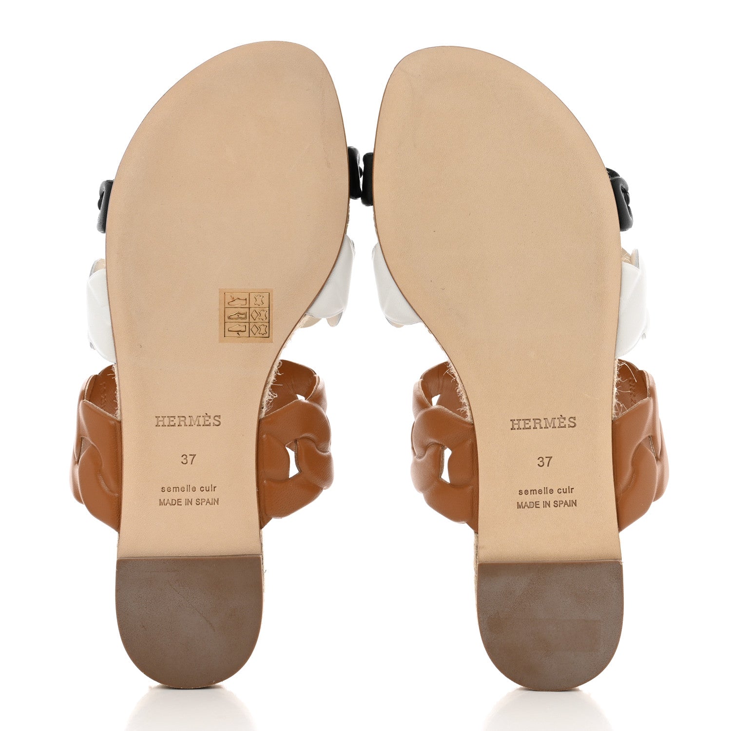 Hermes Nappa Gwen Espadrille Sandals 36 White Naturel Black 5 of 8