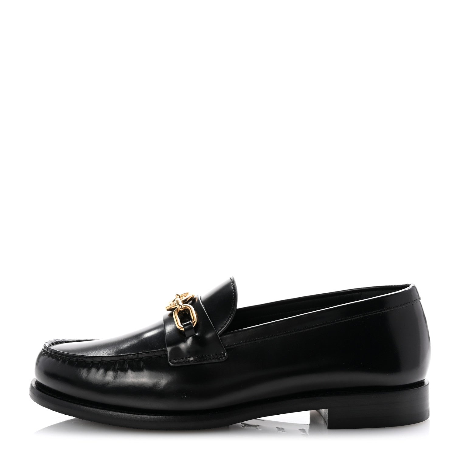 Louis Vuitton Glazed Calfskin Chess Flat Loafer 38.5 Black 1 of 9