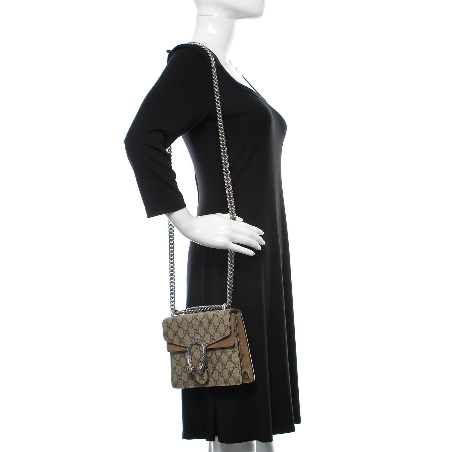Gucci GG Supreme Monogram Mini Dionysus Shoulder Bag Taupe 2 of 9