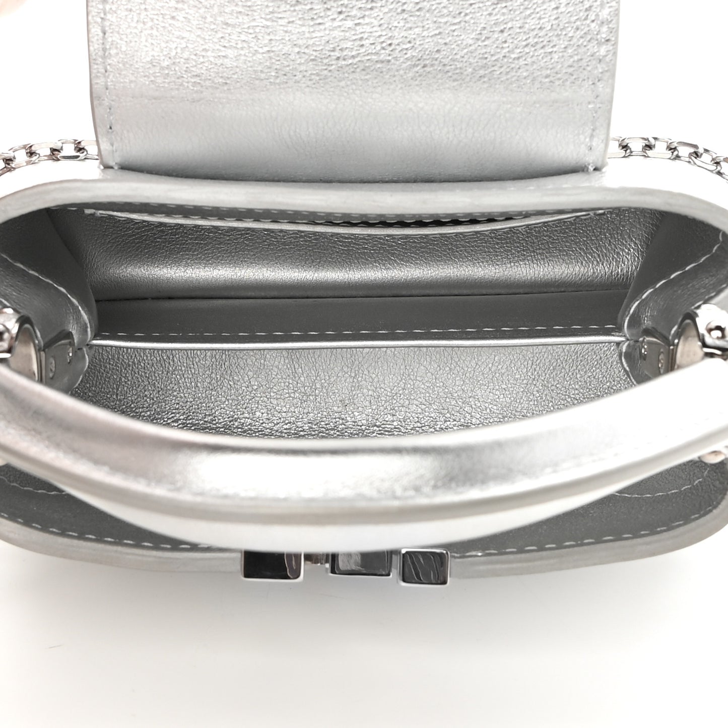 Metallic Calfskin Mini Capucines Silver
