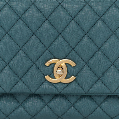 Chanel Caviar Quilted Small Coco Handle Flap Dark Turqouise 8 of 11