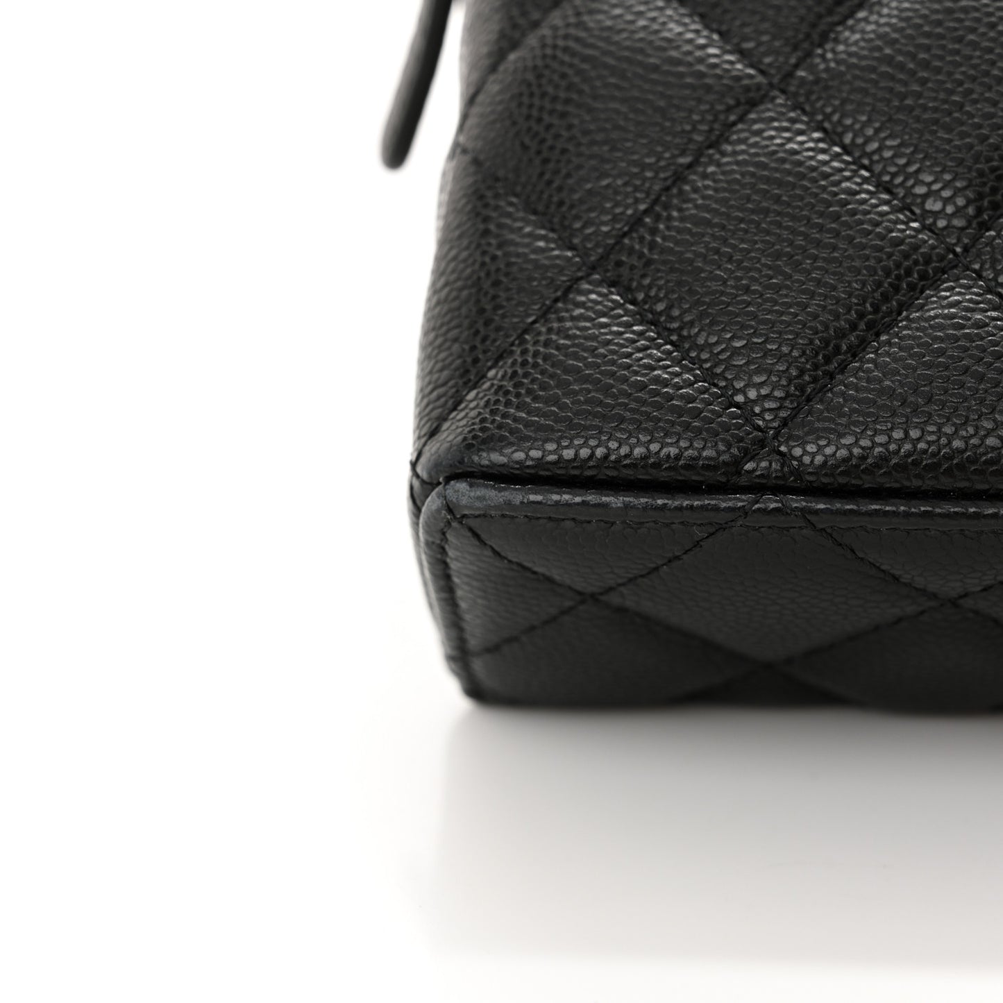Caviar Quilted Top Handle Slim Vanity With Chain Black