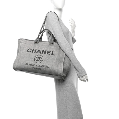 Chanel Woven Straw Raffia Large Deauville Tote Grey 2 of 10