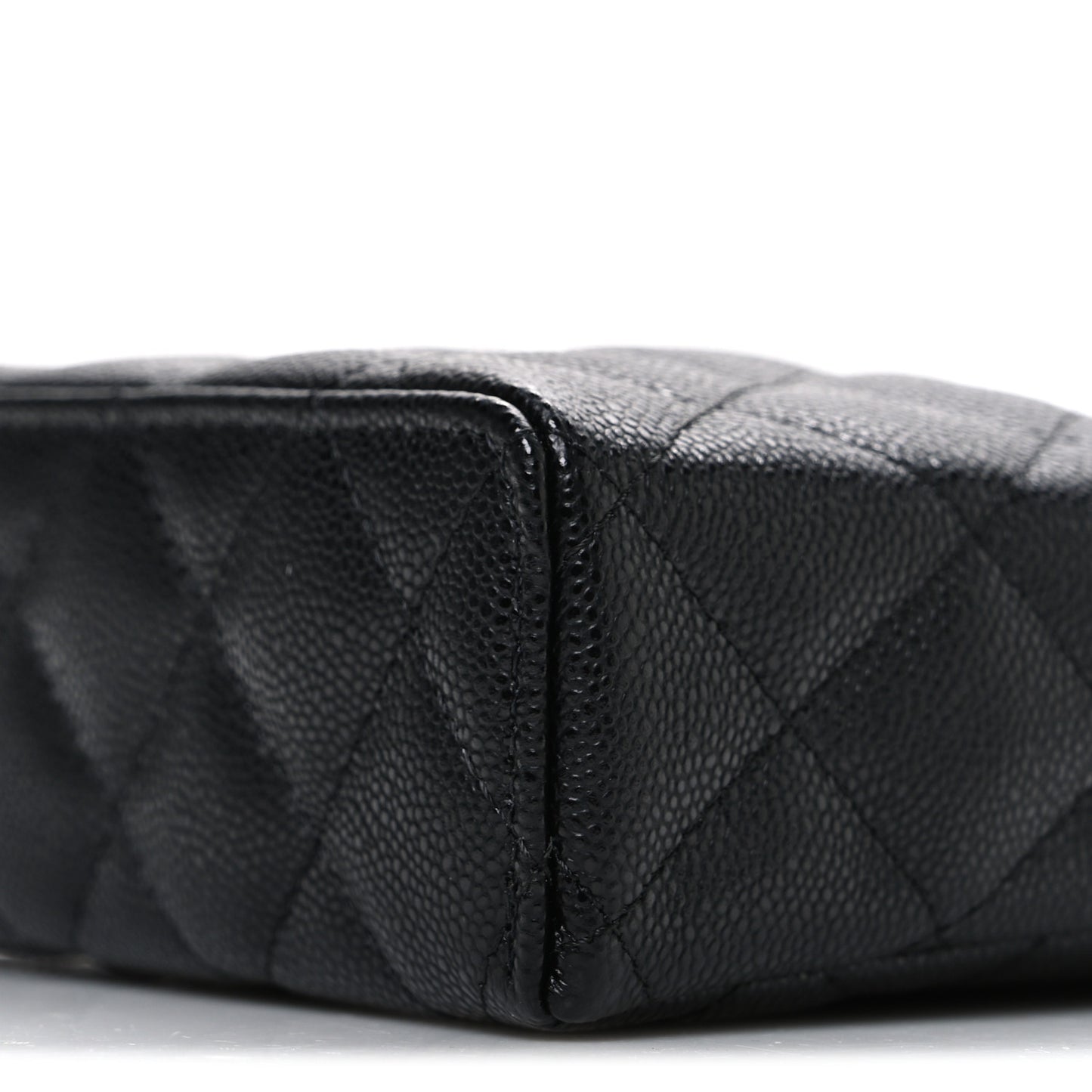 Caviar Quilted Top Handle Slim Vanity With Chain Black