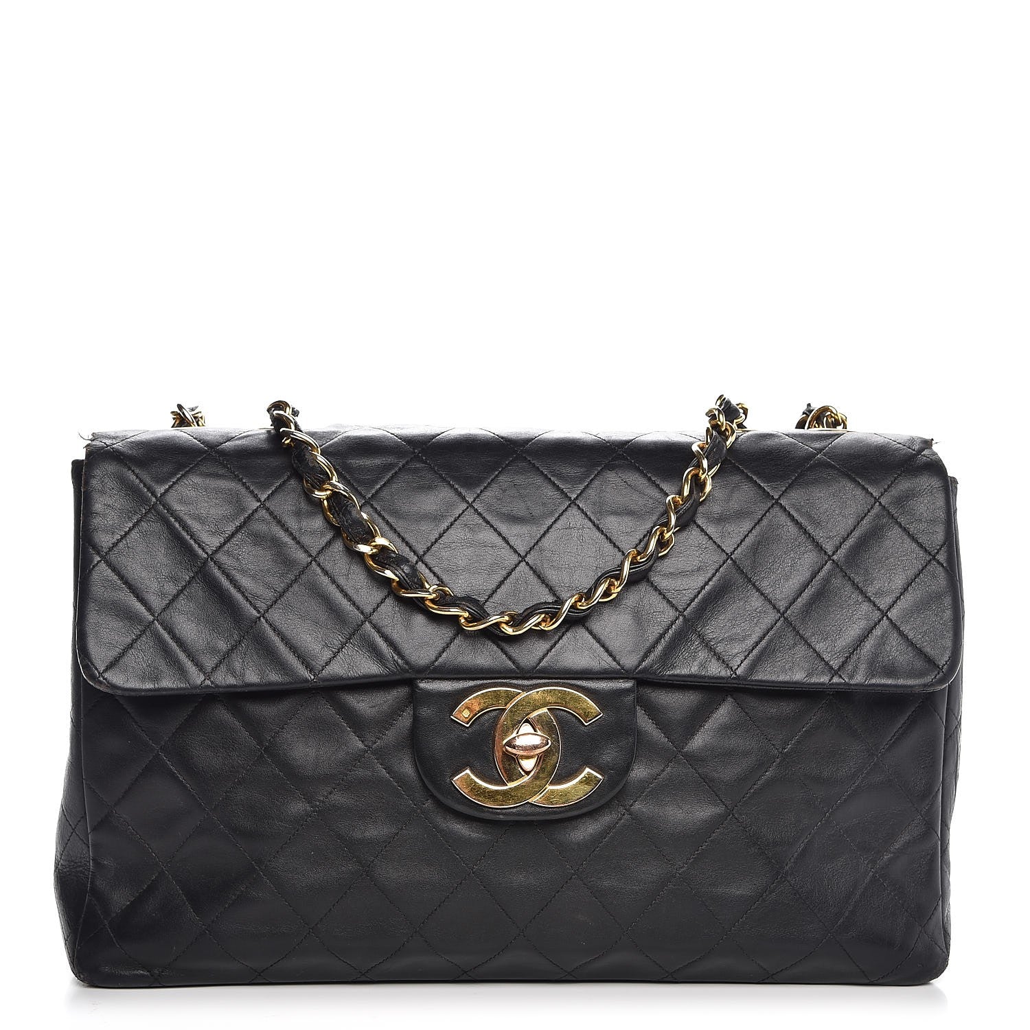 Chanel Lambskin Quilted XL Jumbo Single Flap Black 1 of 20