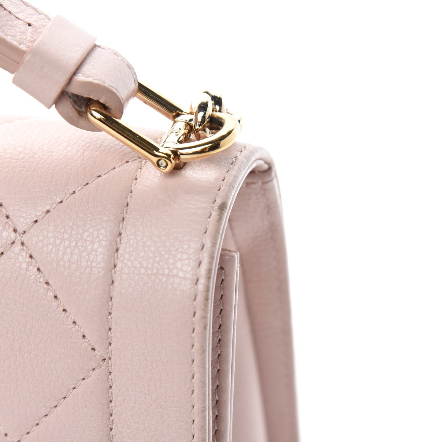 Grained Calfskin Quilted Small Label Click Flap Bag Pink
