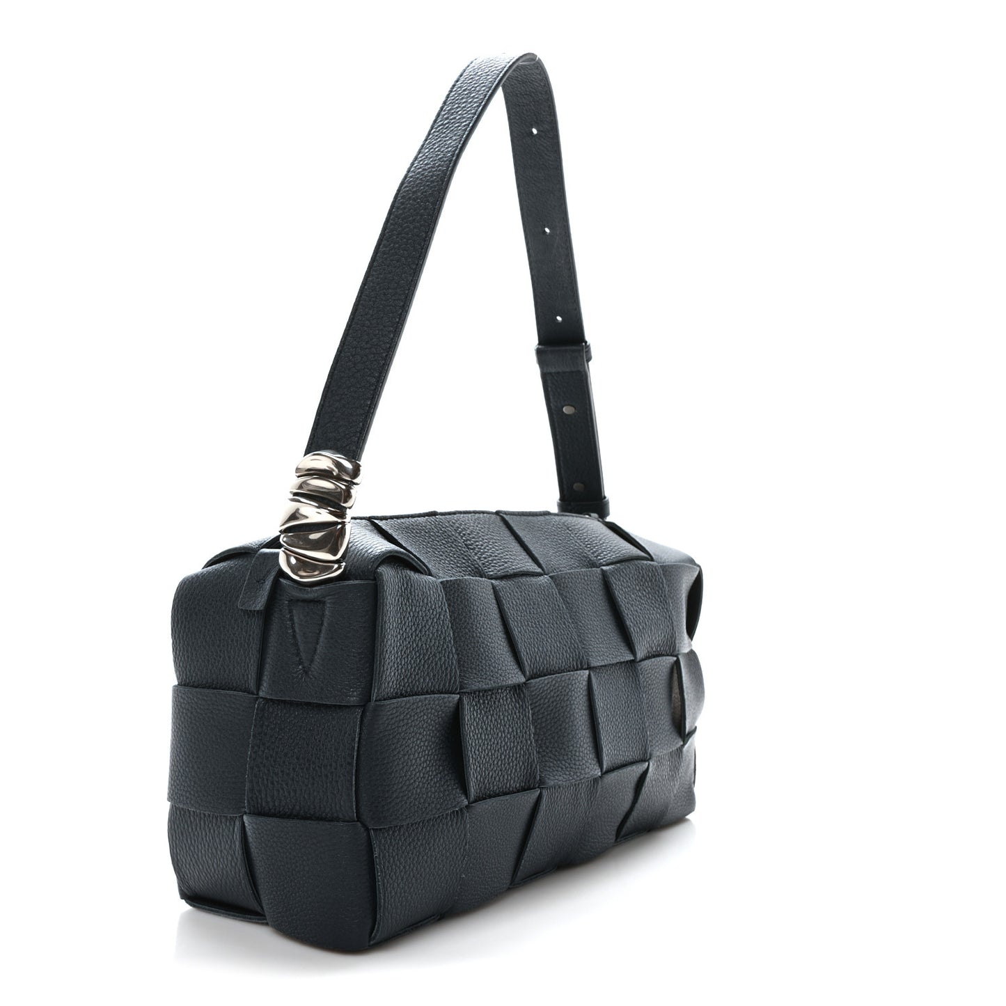 Grained Calfskin Maxi Intrecciato Brick Cassette Bag Deep Blue