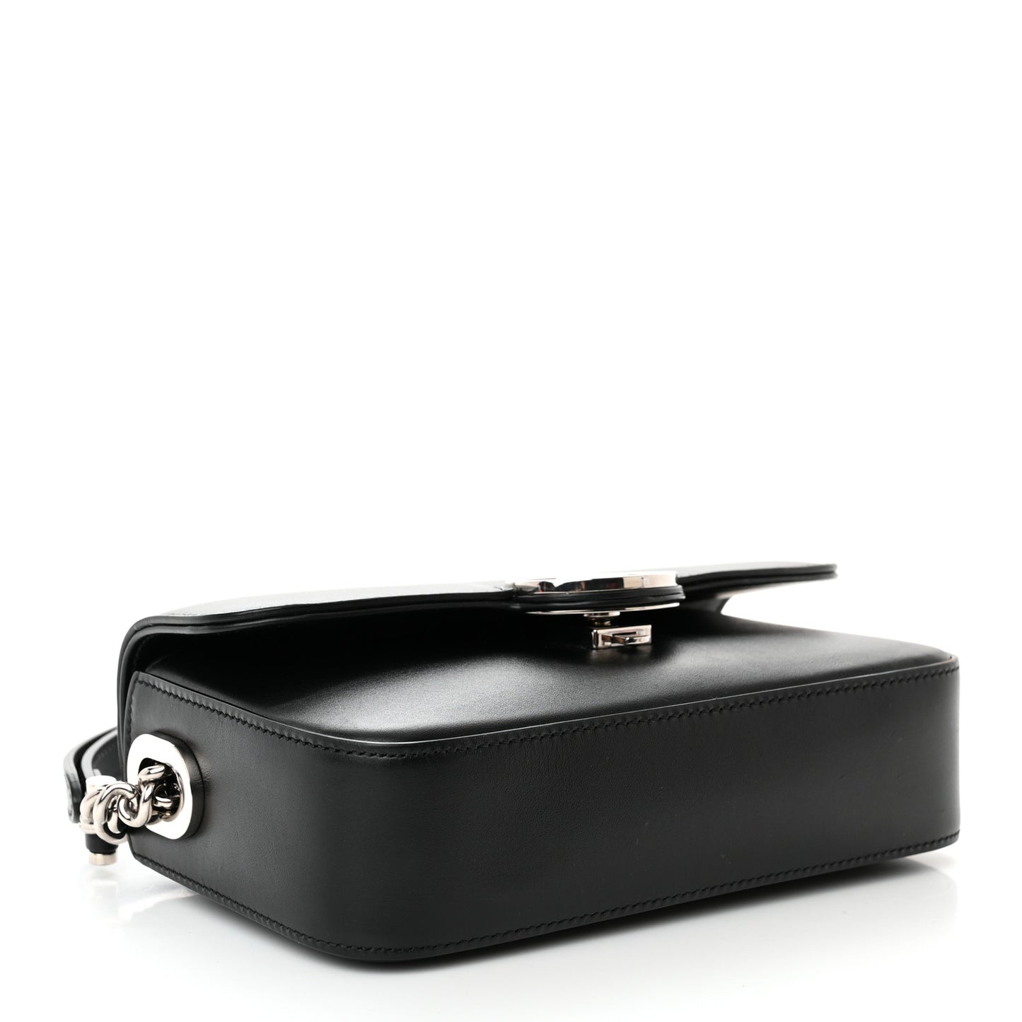 Senna Calfskin Petite GG Top Handle Shoulder Bag Black