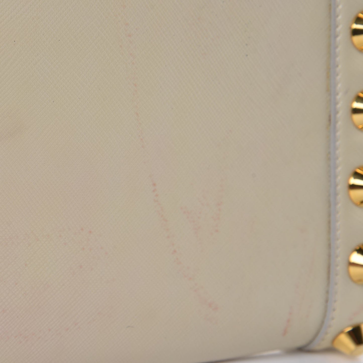 Saffiano Vernice Studded Clutch Talco