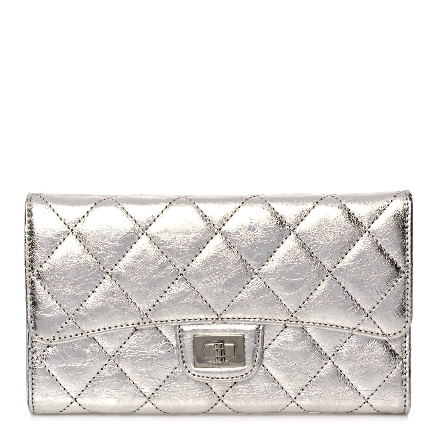 Chanel Metallic Aged Calfskin Quilted Reissue Long Flap Wallet Light Silver 1 of 11