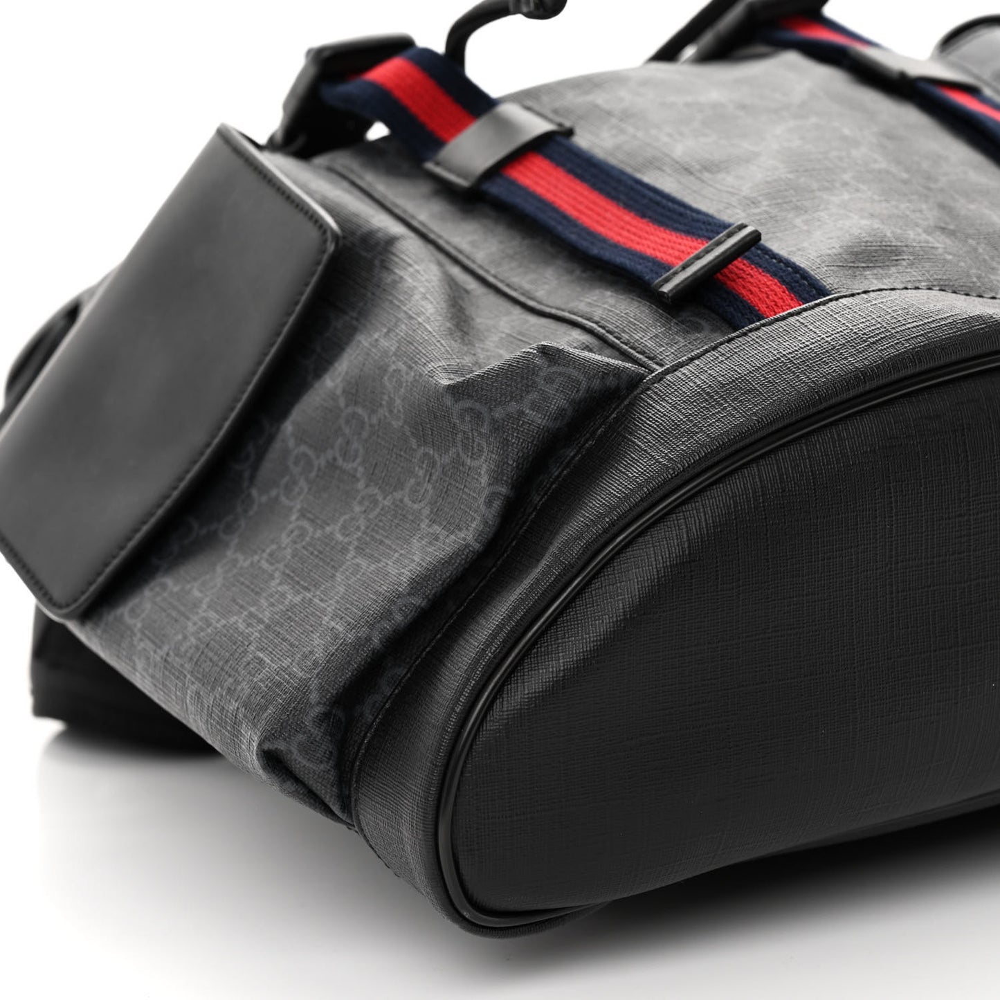 Soft GG Supreme Monogram Calfskin Web Double Buckle Backpack Black