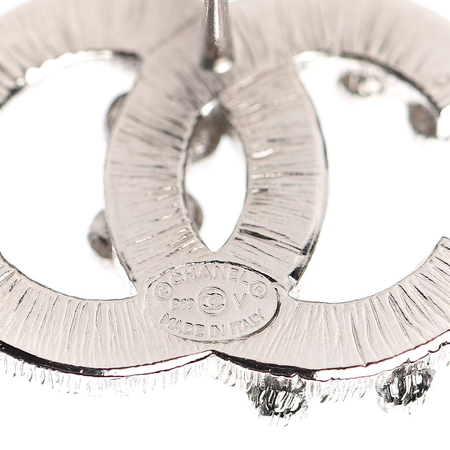 Baguette Crystal CC Earrings Silver