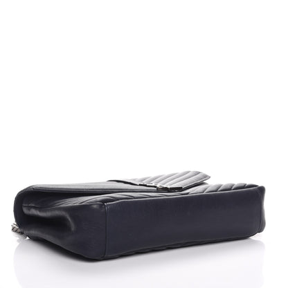 Saint Laurent Sheepskin Matelasse Chevron Monogram Large College Satchel Navy Blue 5 of 8